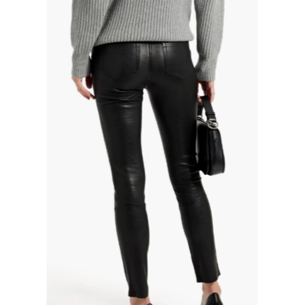 New Paige Verdugo Black Leather Pants Womens 27 Ankle Skinny - Picture 2 of 7